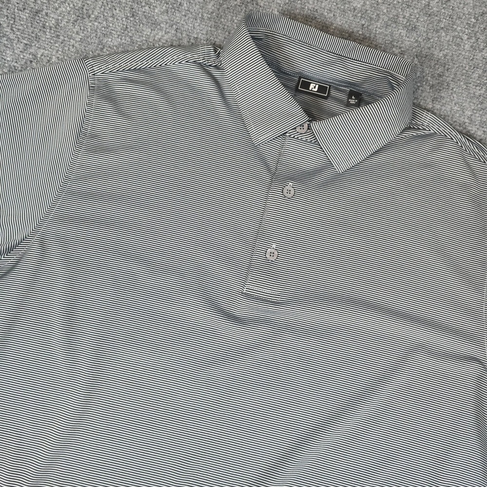 FootJoy ProDry Mens Large Grey Striped Short Sleeve Golf Polo Shirt L